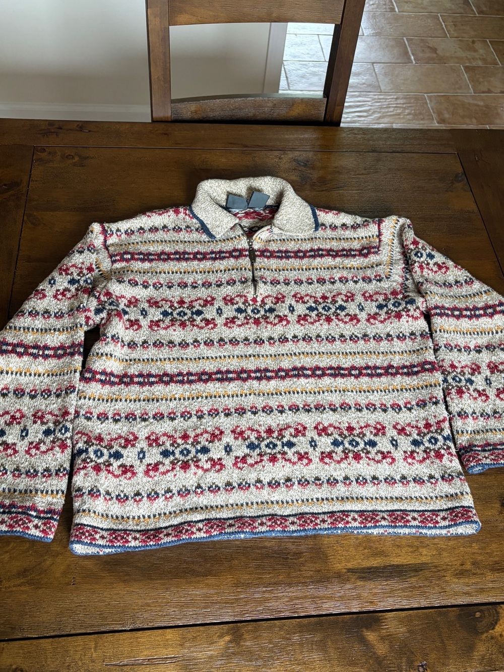 Cozy Fair Isle Pullover Sweater Cardigan - Cream Multi
